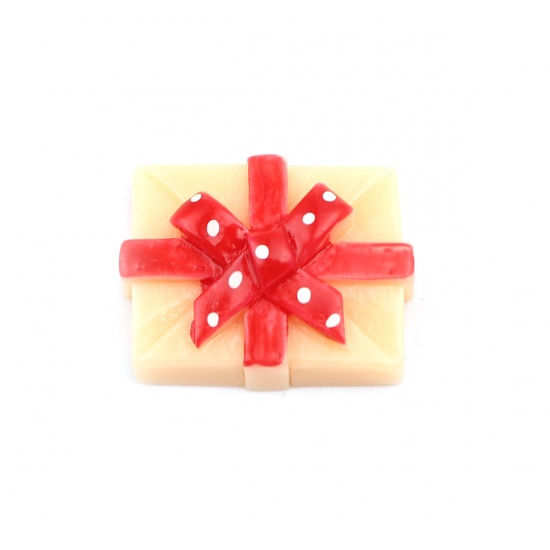 Picture of Resin Embellishments Christmas Gift Box Orange 26mm x 21mm, 10 PCs