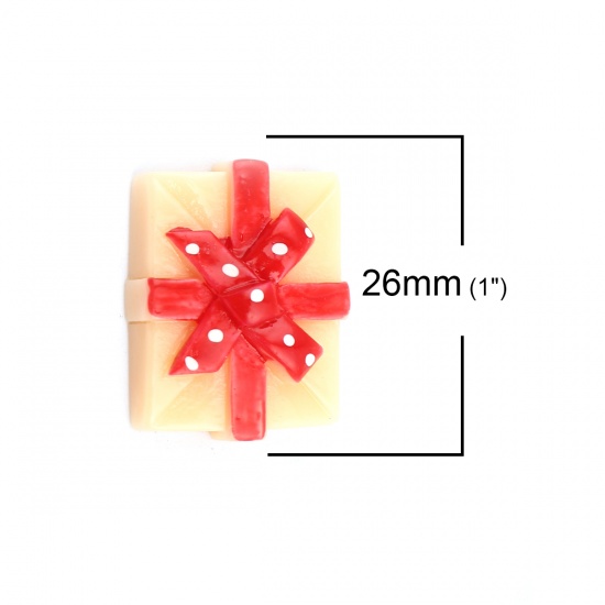 Picture of Resin Embellishments Christmas Gift Box Orange 26mm x 21mm, 10 PCs