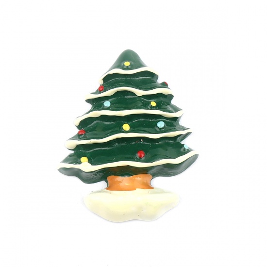 Picture of Resin Embellishments Christmas Tree Green 36mm x 28mm, 10 PCs