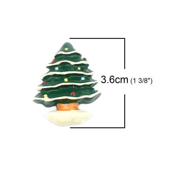 Picture of Resin Embellishments Christmas Tree Green 36mm x 28mm, 10 PCs