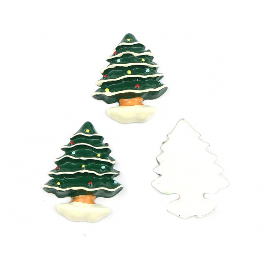 Picture of Resin Embellishments Christmas Tree Green 36mm x 28mm, 10 PCs