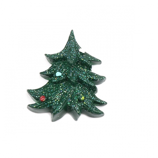 Immagine di Resina Cabochon per Abbellimento Albero di Natale Verde 30mm x 25mm, 10 Pz
