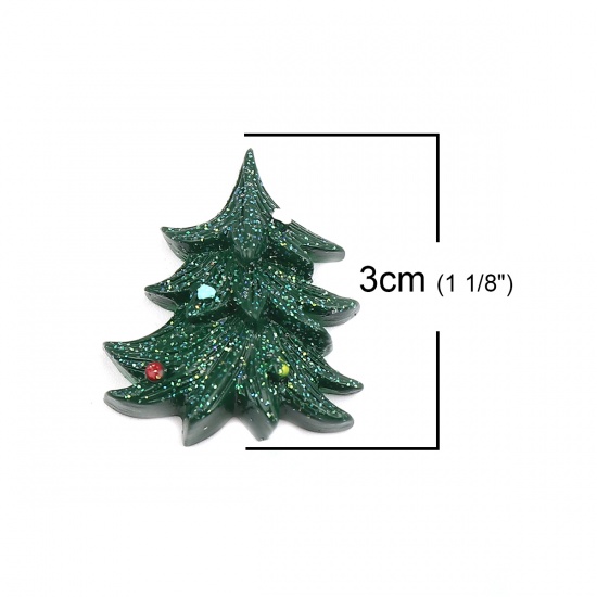 Picture of Resin Embellishments Christmas Tree Green 30mm x 25mm, 10 PCs