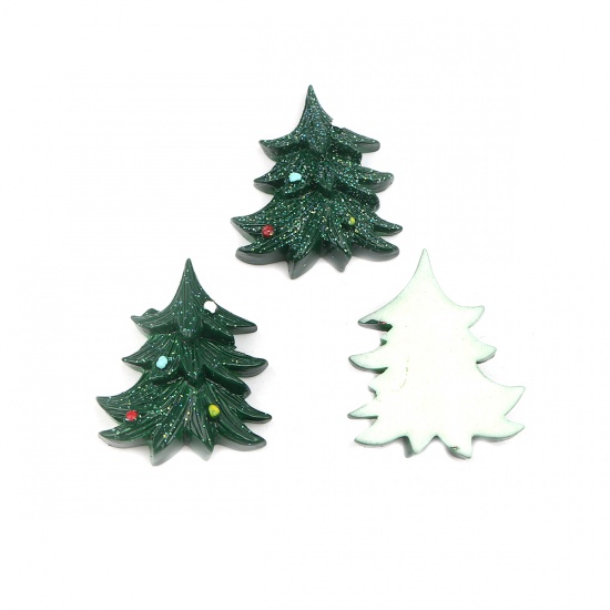 Picture of Resin Embellishments Christmas Tree Green 30mm x 25mm, 10 PCs