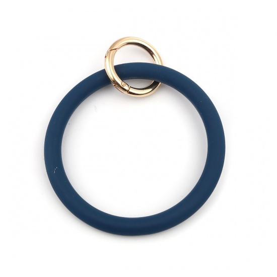Bild von Silikon Schlüsselkette & Schlüsselring Vergoldet Dunkelblau Ring 11.5mm x 9cm, 1 Stück
