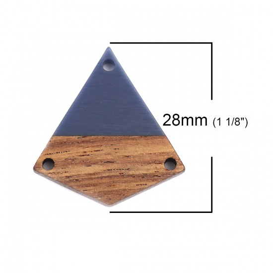 Picture of Wood Effect Resin Connectors Polygon Deep Blue 28mm x 26mm, 4 PCs