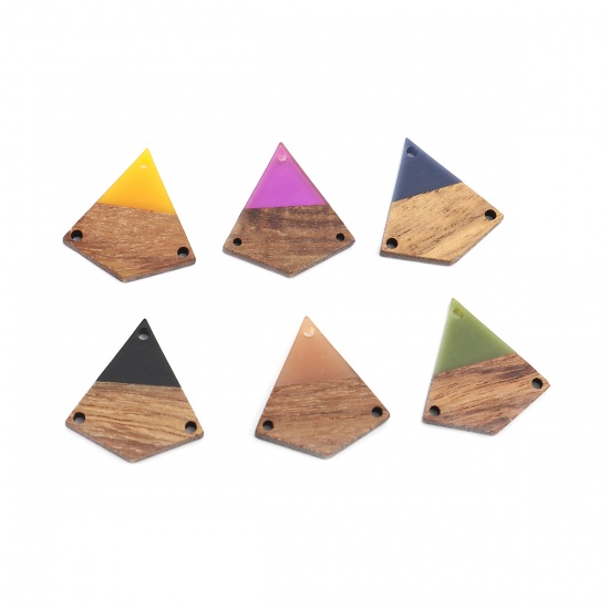 Picture of Wood Effect Resin Connectors Polygon Deep Blue 28mm x 26mm, 4 PCs