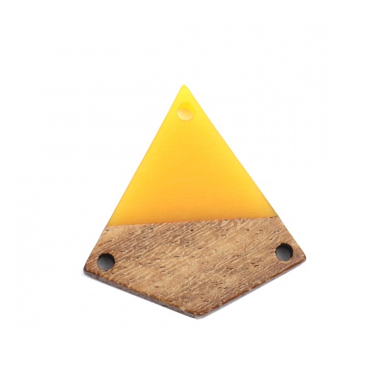 Picture of Wood Effect Resin Connectors Polygon Yellow 28mm x 26mm, 4 PCs