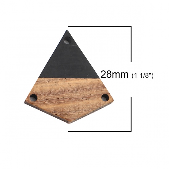 Picture of Wood Effect Resin Connectors Polygon Black 28mm x 26mm, 4 PCs