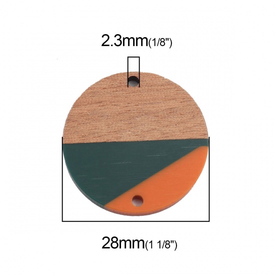 Immagine di Legno & Resina Connettore Accessori Tondo Multicolore 28mm Dia, 2 Pz
