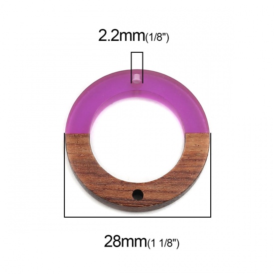 Изображение Дерево & Смола Коннекторы фурнитуры Круглые Фиолетовый ажурная резьба (для 28мм диаметр, 4 ШТ