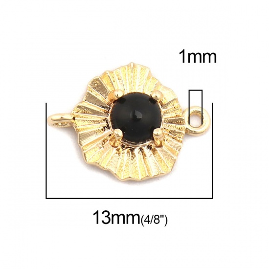 Picture of Brass Connectors Irregular Gold Plated Black Rhinestone 13mm x 9mm, 2 PCs                                                                                                                                                                                     