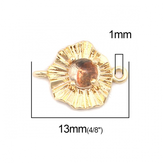 Picture of Brass Connectors Irregular Gold Plated Coffee Rhinestone 13mm x 9mm, 2 PCs                                                                                                                                                                                    