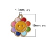 Picture of Zinc Based Alloy Charms Flower Gold Plated Multicolor Smile Enamel 19mm x 16mm, 10 PCs