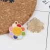 Picture of Zinc Based Alloy Charms Flower Gold Plated Multicolor Smile Enamel 19mm x 16mm, 10 PCs