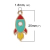 Picture of Zinc Based Alloy Galaxy Charms Rocket Gold Plated Multicolor Enamel 25mm x 11mm, 20 PCs