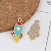 Picture of Zinc Based Alloy Galaxy Charms Rocket Gold Plated Multicolor Enamel 25mm x 11mm, 20 PCs