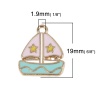 Picture of Zinc Based Alloy Charms Sailing Boat Gold Plated Multicolor Enamel 19mm x 16mm, 10 PCs