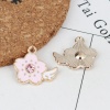 Picture of Zinc Based Alloy Charms Sakura Flower Gold Plated Light Pink Wing Enamel 20mm x 19mm, 10 PCs