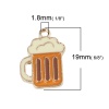 Picture of Zinc Based Alloy Charms Beer Mug Gold Plated Orange Enamel 19mm x 13mm, 10 PCs