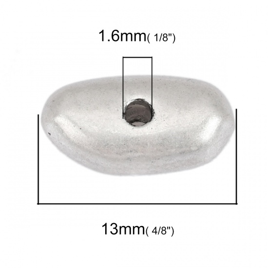 Picture of Zinc Based Alloy Spacer Beads Oval Antique Silver Filled About 13mm x 7mm, Hole: Approx 1.6mm, 10 PCs