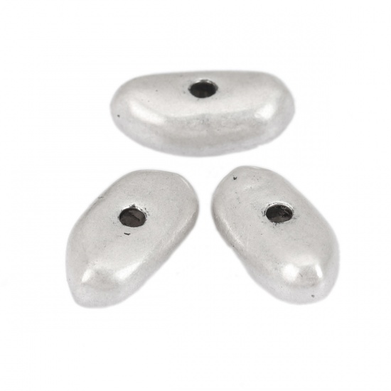 Picture of Zinc Based Alloy Spacer Beads Oval Antique Silver Filled About 13mm x 7mm, Hole: Approx 1.6mm, 10 PCs
