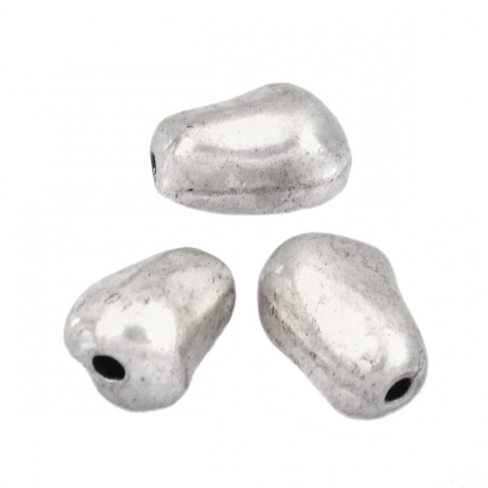 Picture of Zinc Based Alloy Spacer Beads Oval Antique Silver Color Filled About 13mm x 9mm, Hole: Approx 1.7mm, 5 PCs