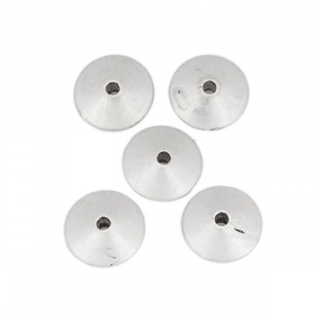 Lega di Zinco Perline Tondo Piatto Argento Antico Riempito 11mm, Foro:Circa 1.7mm, 5 Pz