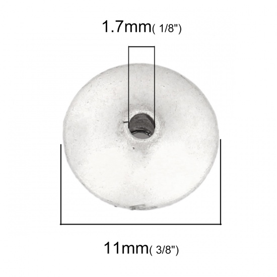 Picture of Zinc Based Alloy Spacer Beads Flat Round Antique Silver Filled 11mm, Hole: Approx 1.7mm, 5 PCs