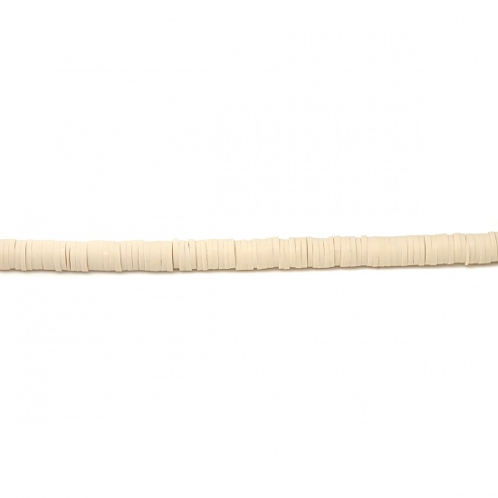 Изображение Глина Katsuki Бусины Круглые, Бежевый 5мм диаметр, 1.7мм, 40.5см - 40см длина, 200 Ниток ( 330 - 350 шт/ 1 нитка)