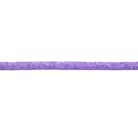 Image de Perles Katsuki en Pâte Polymère Rond Violet 5mm Dia, Taille de Trou: 1.7mm, 40.5cm - 40cm long, 3 Enfilades (Env. 330 - 350 PCs/Enfilade)