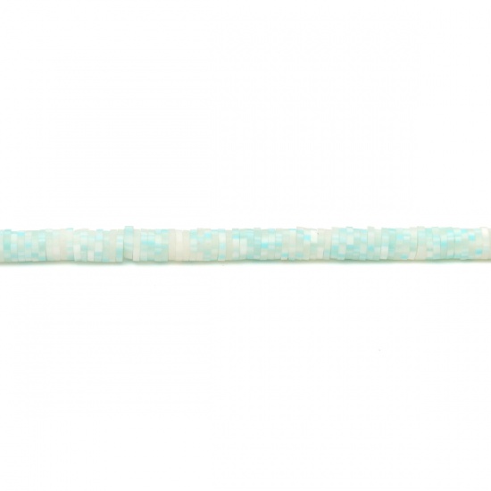 Image de Perles Katsuki en Pâte Polymère Rond Bleu Clair 6mm Dia, Taille de Trou: 1.7mm, 40.5cm - 40cm long, 3 Enfilades (Env. 330 - 350 PCs/Enfilade)