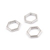 Picture of Zinc Based Alloy Connectors Dainty Beehive Real Platinum Plated Hexagon Hollow 12mm x 10mm, 10 PCs
