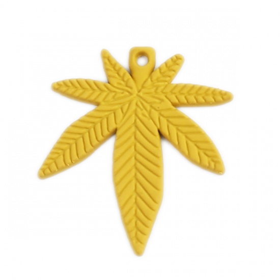 Picture of Zinc Based Alloy Charms Leaf Yellow 25mm x 22mm, 10 PCs