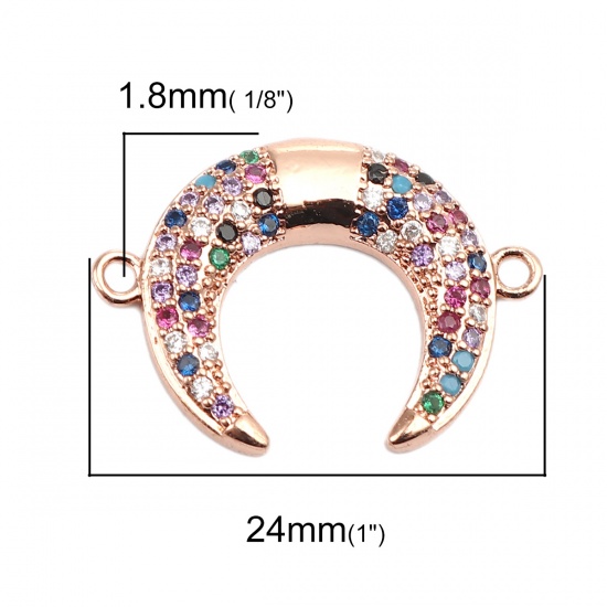Picture of Brass Galaxy Connectors Half Moon Rose Gold Multicolor Rhinestone 24mm x 18mm, 1 Piece                                                                                                                                                                        
