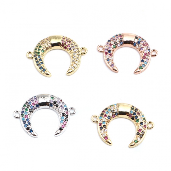 Picture of Brass Galaxy Connectors Half Moon Rose Gold Multicolor Rhinestone 24mm x 18mm, 1 Piece                                                                                                                                                                        