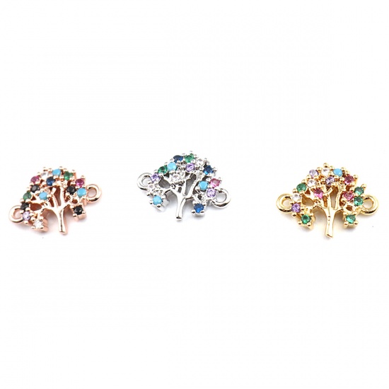 Picture of Brass Connectors Tree Silver Tone Multicolor Rhinestone 12mm x 9mm, 1 Piece