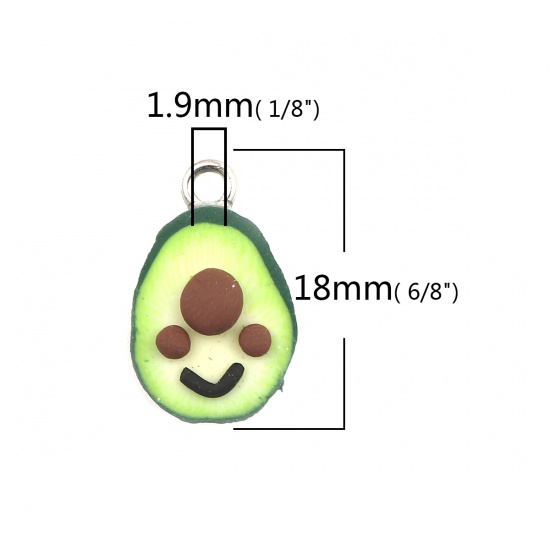 Picture of Resin Charms Avocado Fruit Green 18mm x 11mm, 5 PCs