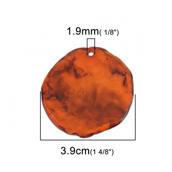 Picture of Resin Pendants Irregular Brown Yellow 3.9cm x 3.8cm, 5 PCs