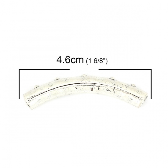 Image de Perles en Alliage de Zinc Tube Courbé Argent Vieilli 46mm x 11mm, Trou: env. 4.1mm, 5 Pcs