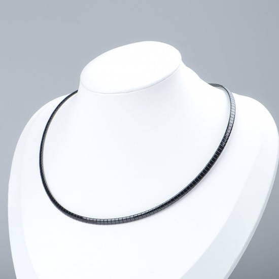 Picture of 304 Stainless Steel Collar Neck Ring Necklace Gunmetal Snake Animal 45cm(17 6/8") long, 1 Piece