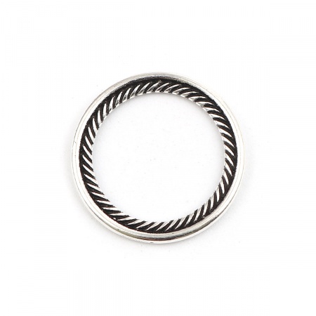 Zinc Based Alloy Connectors Circle Ring Antique Silver Hollow 20mm Dia., 20 PCs