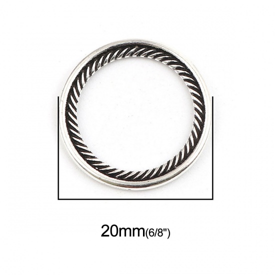 Picture of Zinc Based Alloy Connectors Circle Ring Antique Silver Hollow 20mm Dia., 20 PCs