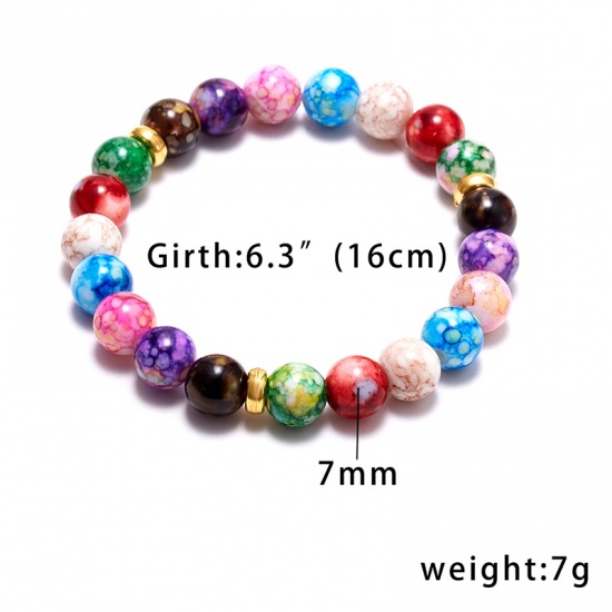 Immagine di Naturale Gemma Yoga Bracciali Delicato bracciali delicate braccialetto in rilievo Multicolore Elastico 16cm Lunghezza, 1 Pz