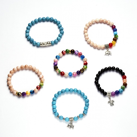 Immagine di Naturale Gemma Yoga Bracciali Delicato bracciali delicate braccialetto in rilievo Multicolore Elastico 16cm Lunghezza, 1 Pz