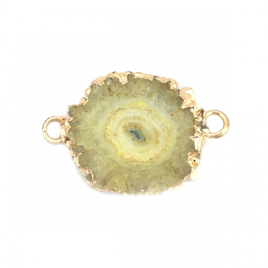 Picture of (Grade A) Agate ( Natural ) Connectors Irregular Gold Plated Yellow 29mm x 19mm, 1 Piece