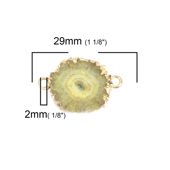 (グレードA) 瑪瑙 ( 天然 ) コネクター 不規則 金メッキ 黄色 29mm x 19mm、 1 個 の画像
