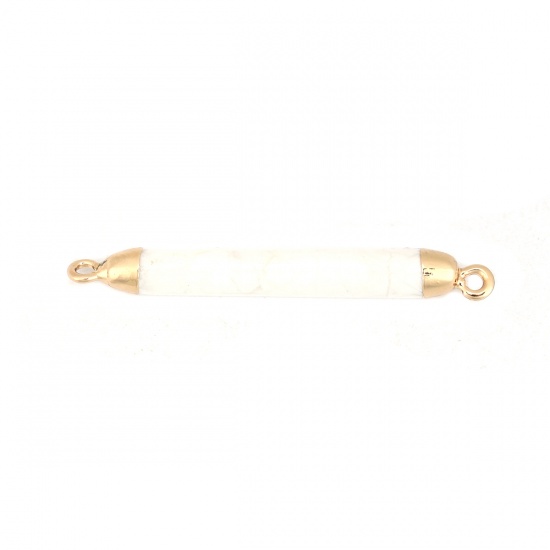 Immagine di (Grado A) Turchese ( Naturale ) Connettore Cilindrico Oro Placcato Bianco 4.5cm x 0.5cm, 1 Pz