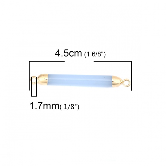 Picture of (Grade B) Stone ( Natural ) Connectors Cylinder Gold Plated Light Blue 4.5cm x 0.5cm, 1 Piece