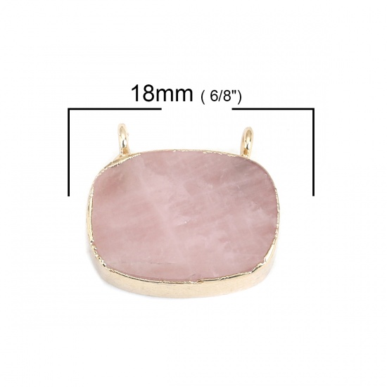 Picture of (Grade A) Rose Quartz ( Natural ) Connectors Oval Gold Plated Dark Pink 18mm x 16mm, 1 Piece